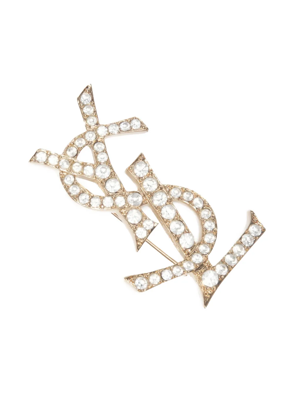 Pre-owned Saint Laurent 1980-2000 Logo-plaque Brooch In Gold