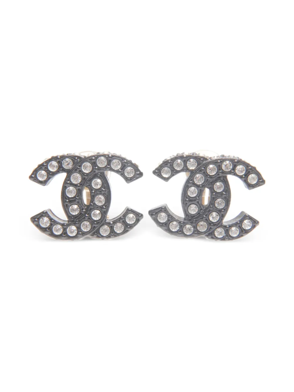 CHANEL Pre-Owned 2002 logo clip-on earrings - Nero