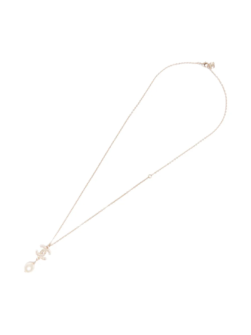 CHANEL Pre-owned 2016 Cc Mark Faux Pearl Necklace In Gold