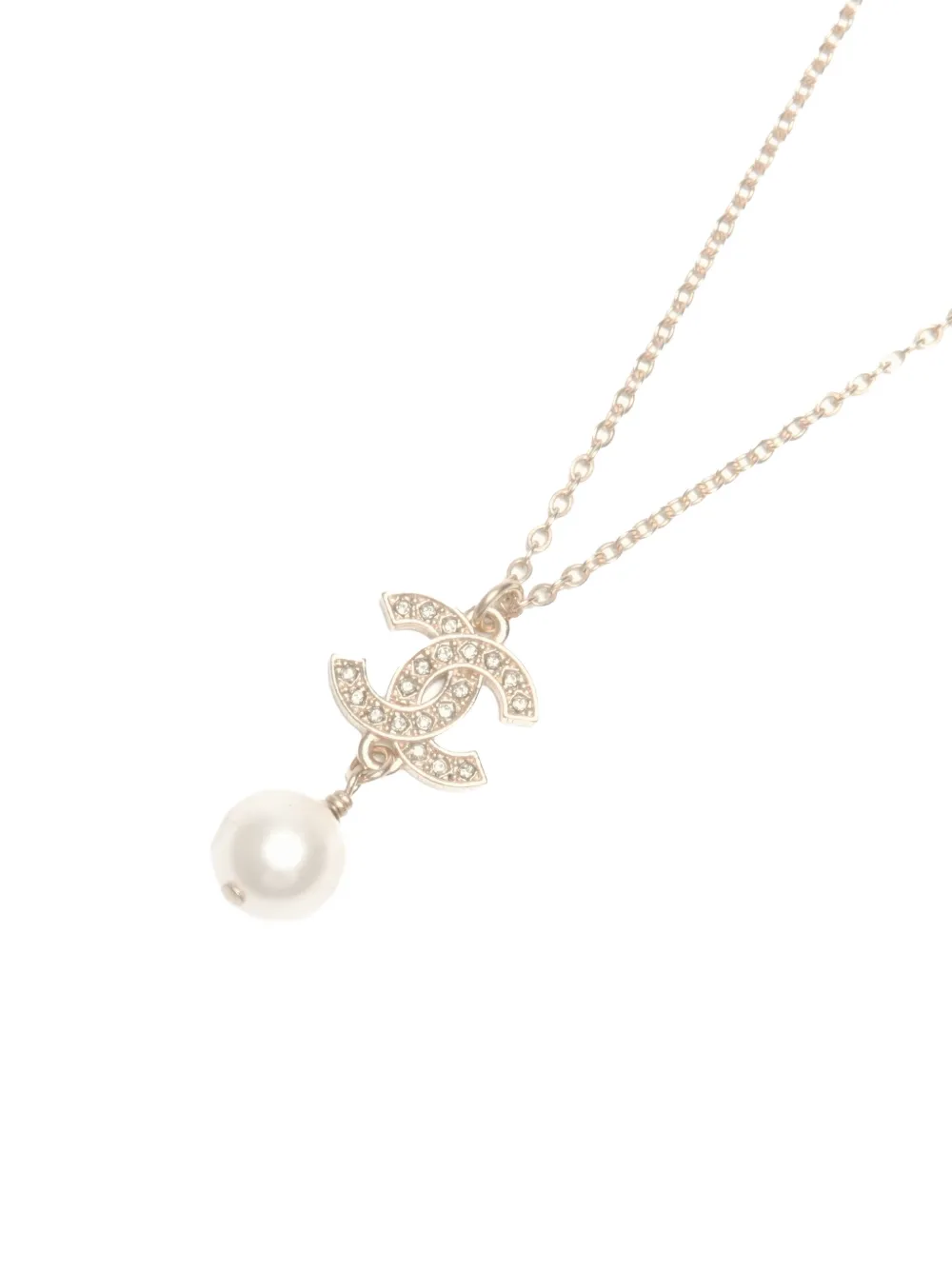 CHANEL Pre-owned 2016 Cc Mark Faux Pearl Necklace In Gold