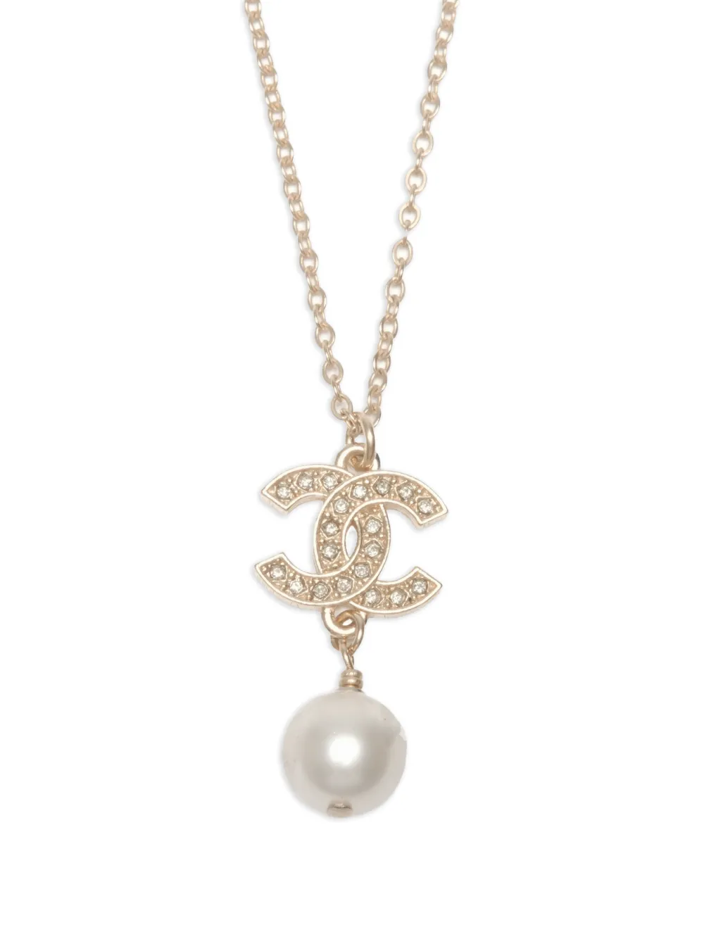 CHANEL Pre-Owned 2016 cc mark faux pearl necklace - ゴールドトーン CHANEL Pre-Owned 2016 cc mark faux pearl necklace - ゴールドトーン