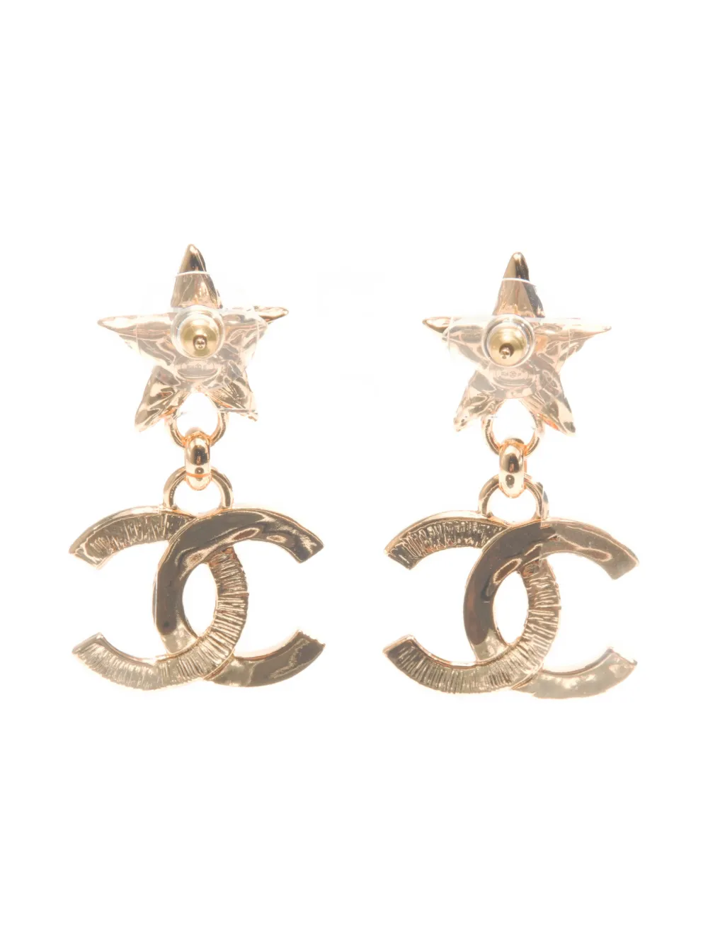 CHANEL Pre-owned 2024 Cc Mark Star Drop Earrings In Gold