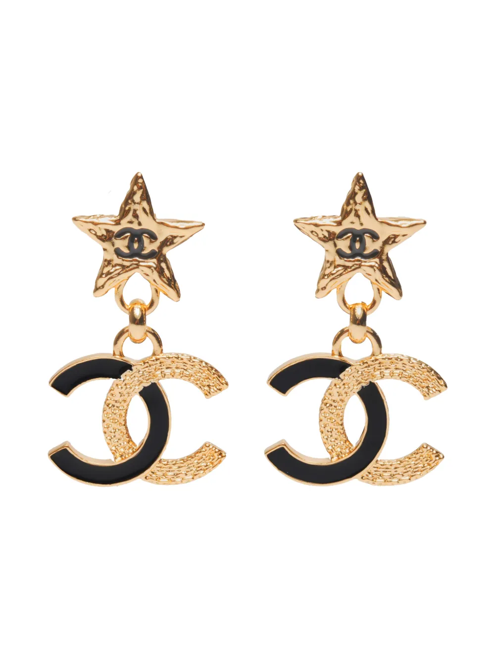 CHANEL Pre-owned 2024 Cc Mark Star Drop Earrings In Gold