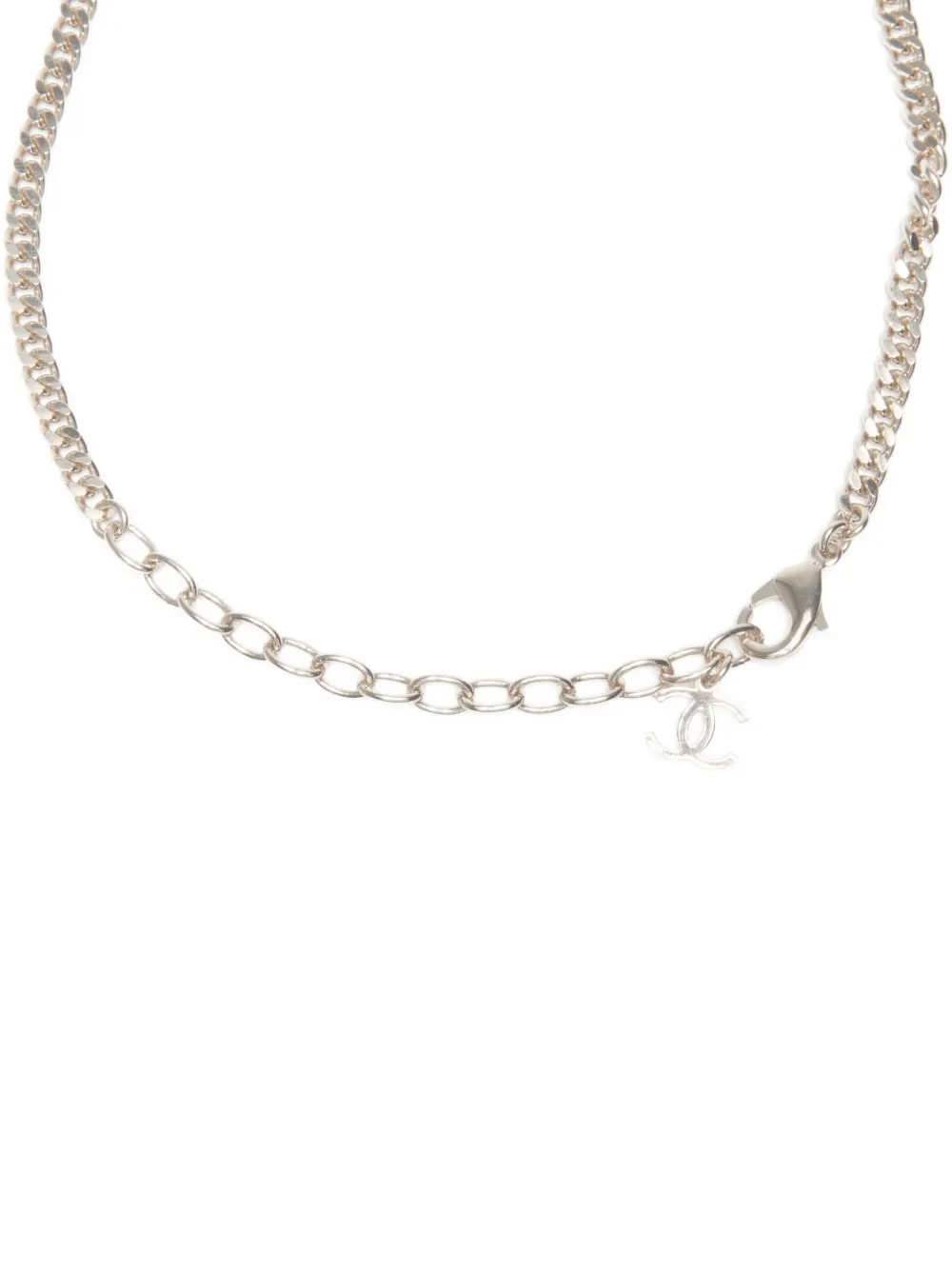 Pre-owned Chanel 2024  Cc Mark Heart Pearls Necklace In Pink