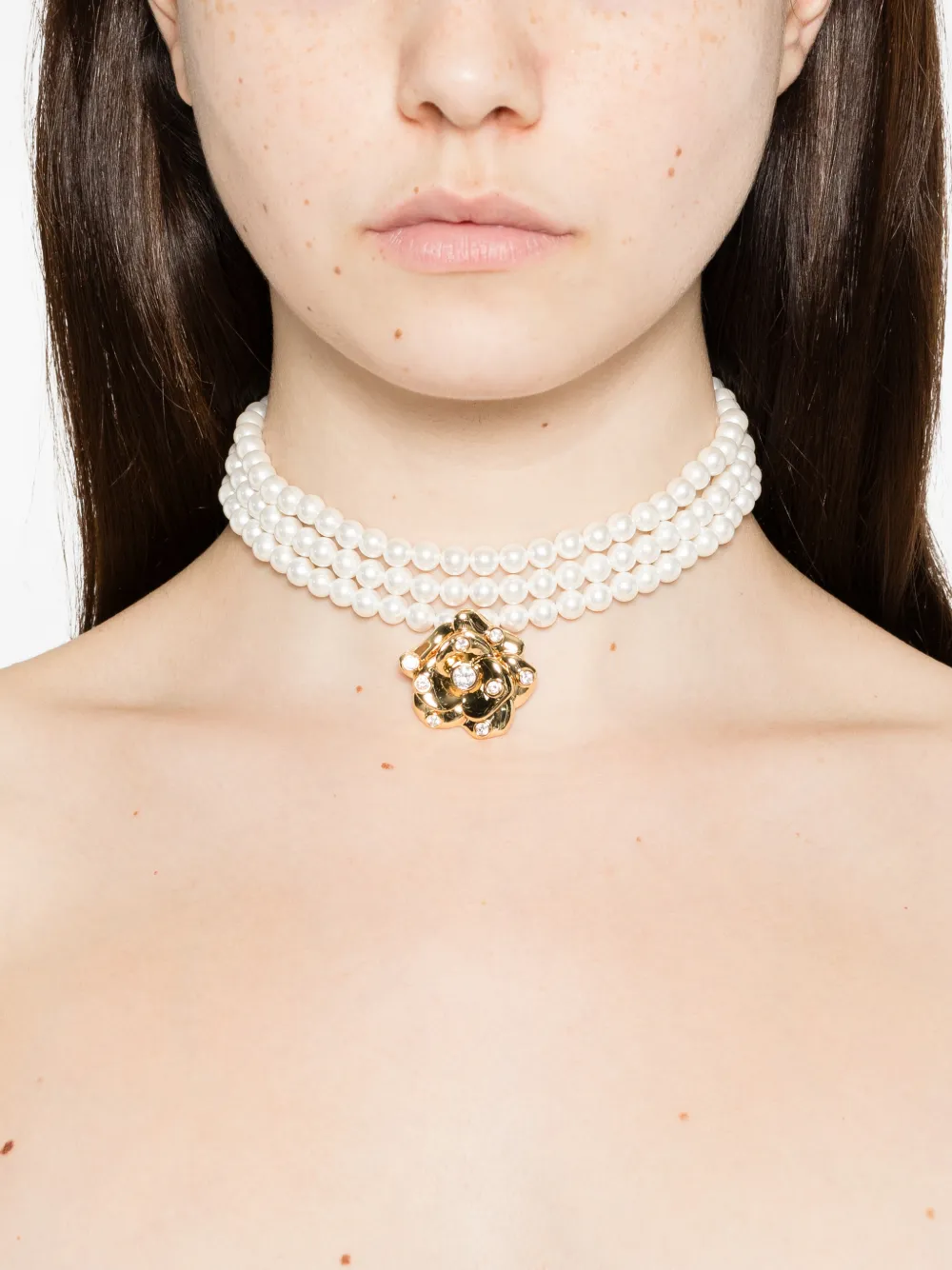 Self-Portrait charm-detail necklace - Wit