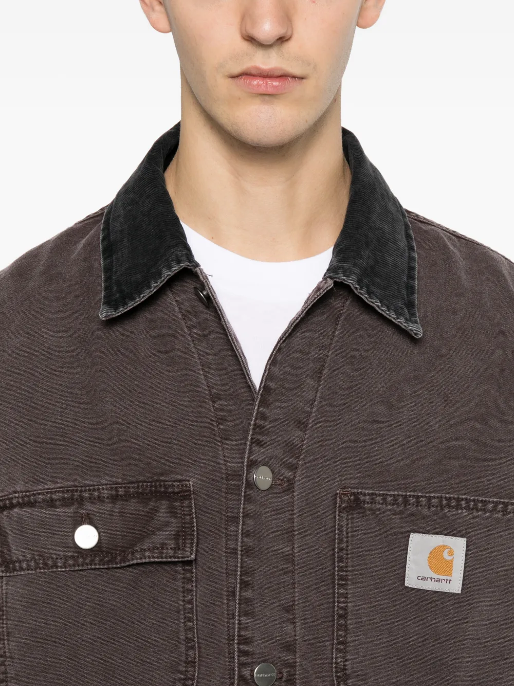 Carhartt Denim Shirt Jacket Long Sleeves In Brown