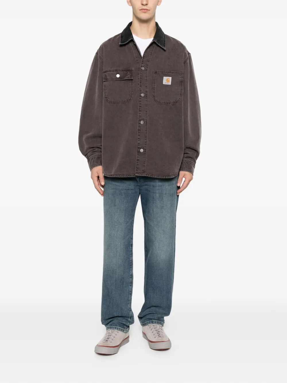 Carhartt Denim Shirt Jacket Long Sleeves In Brown