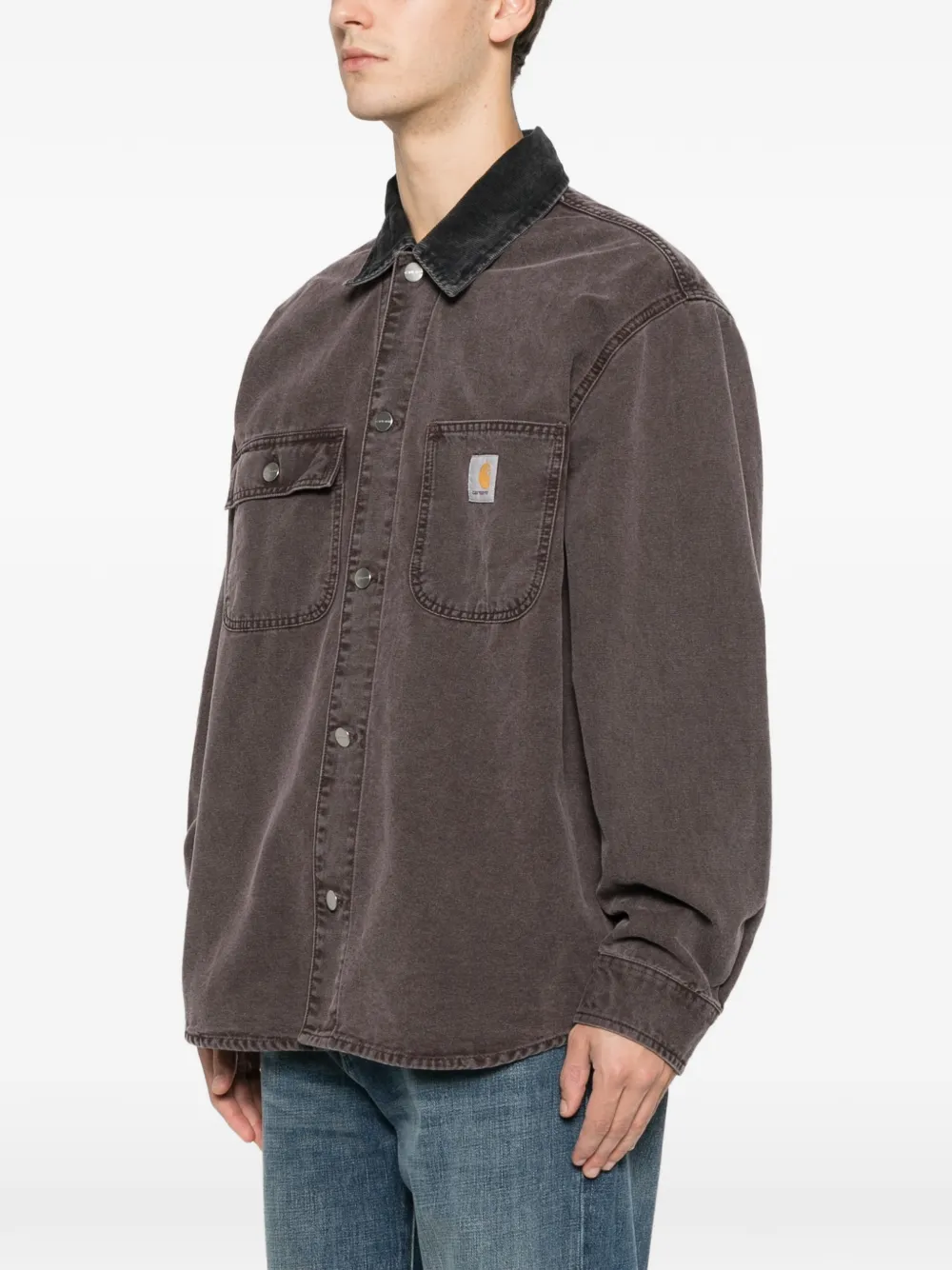 Carhartt Denim Shirt Jacket Long Sleeves In Brown
