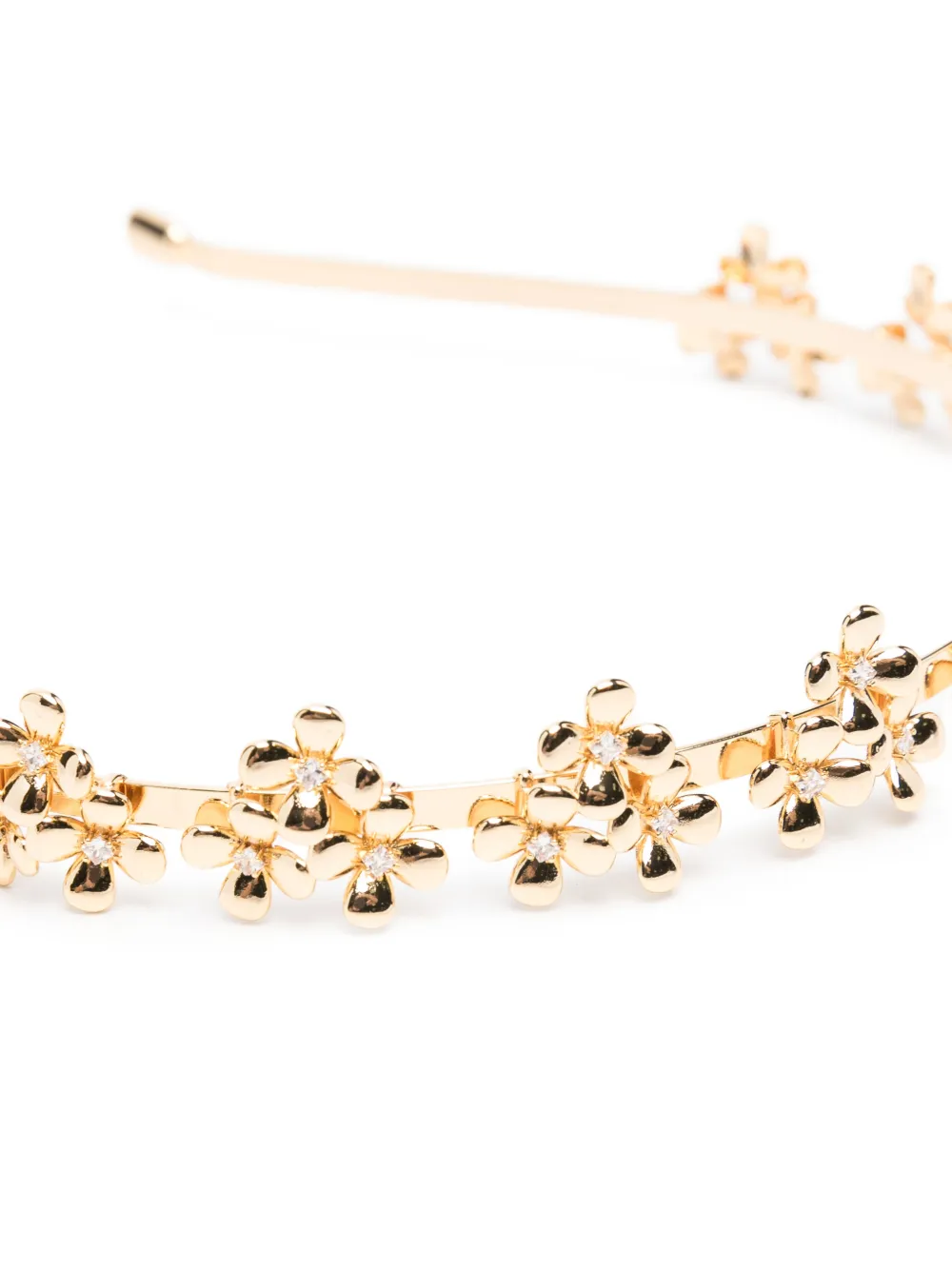 Self-portrait Floral Embellished Hair Headband In Gold