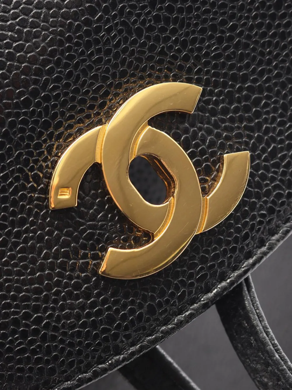 Pre-owned Chanel 1994-1996 Caviar Round Flap Backpack In Black