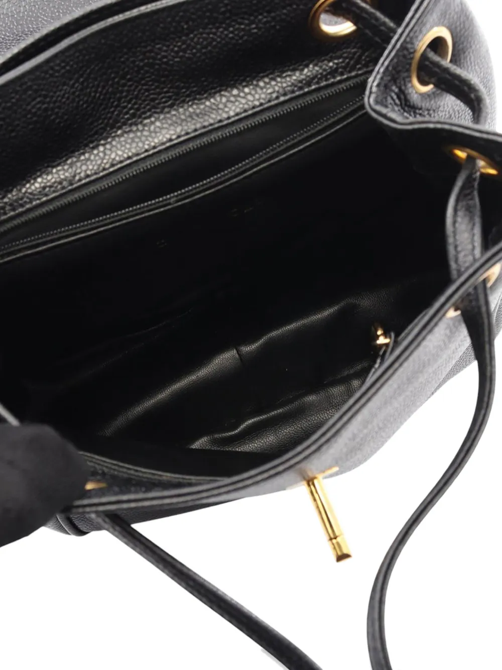 Pre-owned Chanel 1994-1996 Caviar Round Flap Backpack In Black