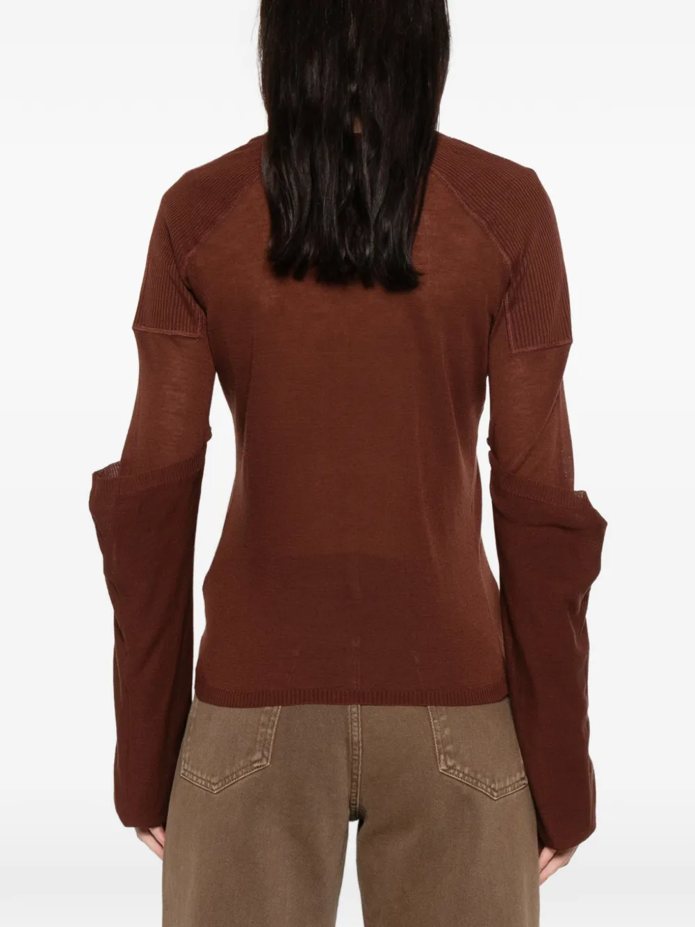 Paloma Wool Ribbed Panel Cardigan In Brown