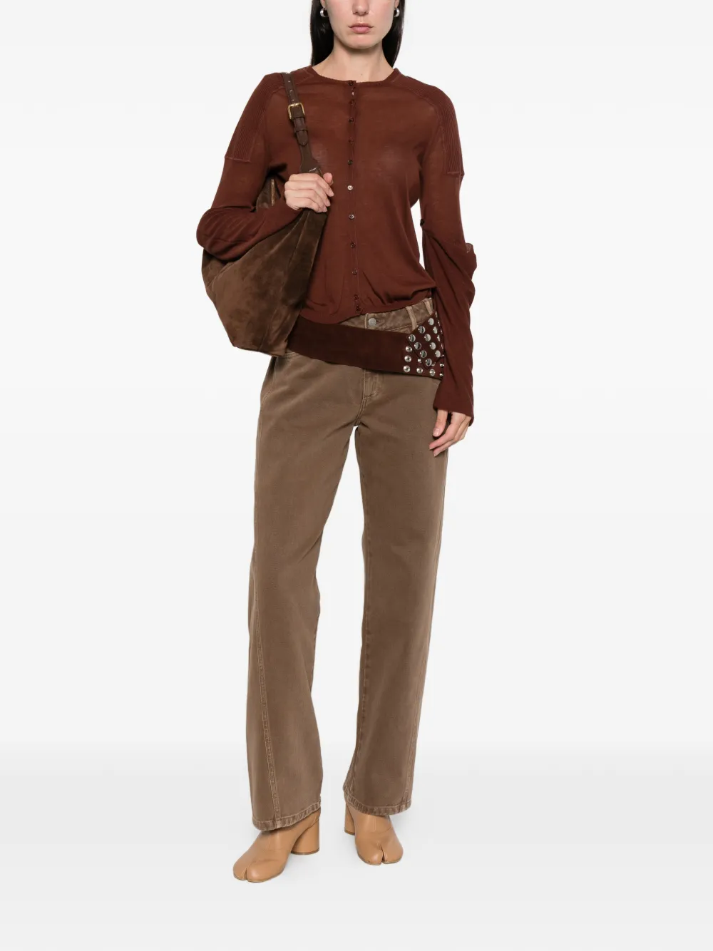 Paloma Wool Ribbed Panel Cardigan In Brown