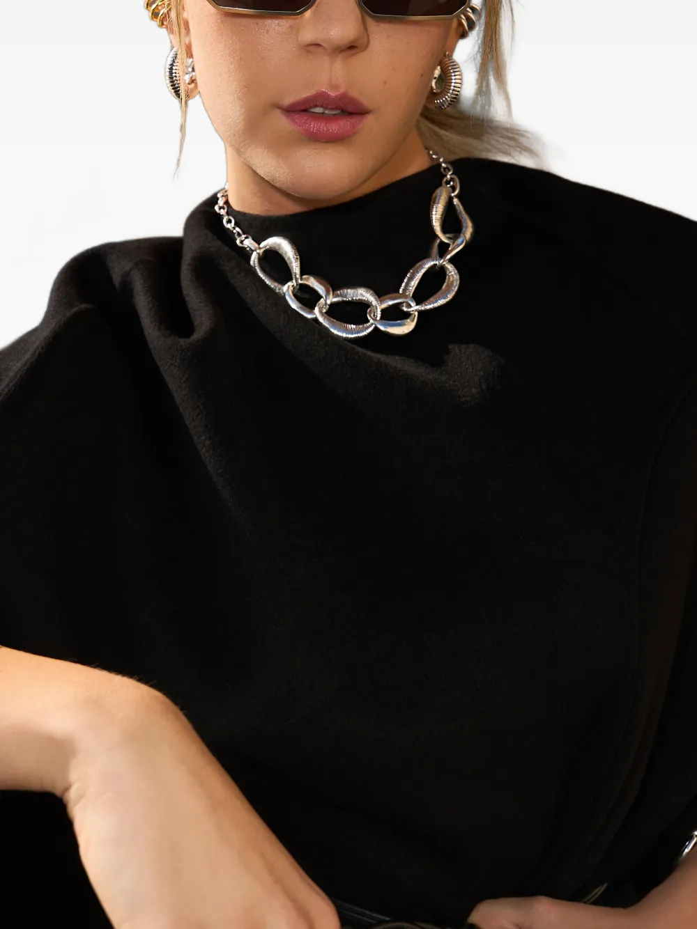 OBSIDIAN chain-link necklace - Zilver