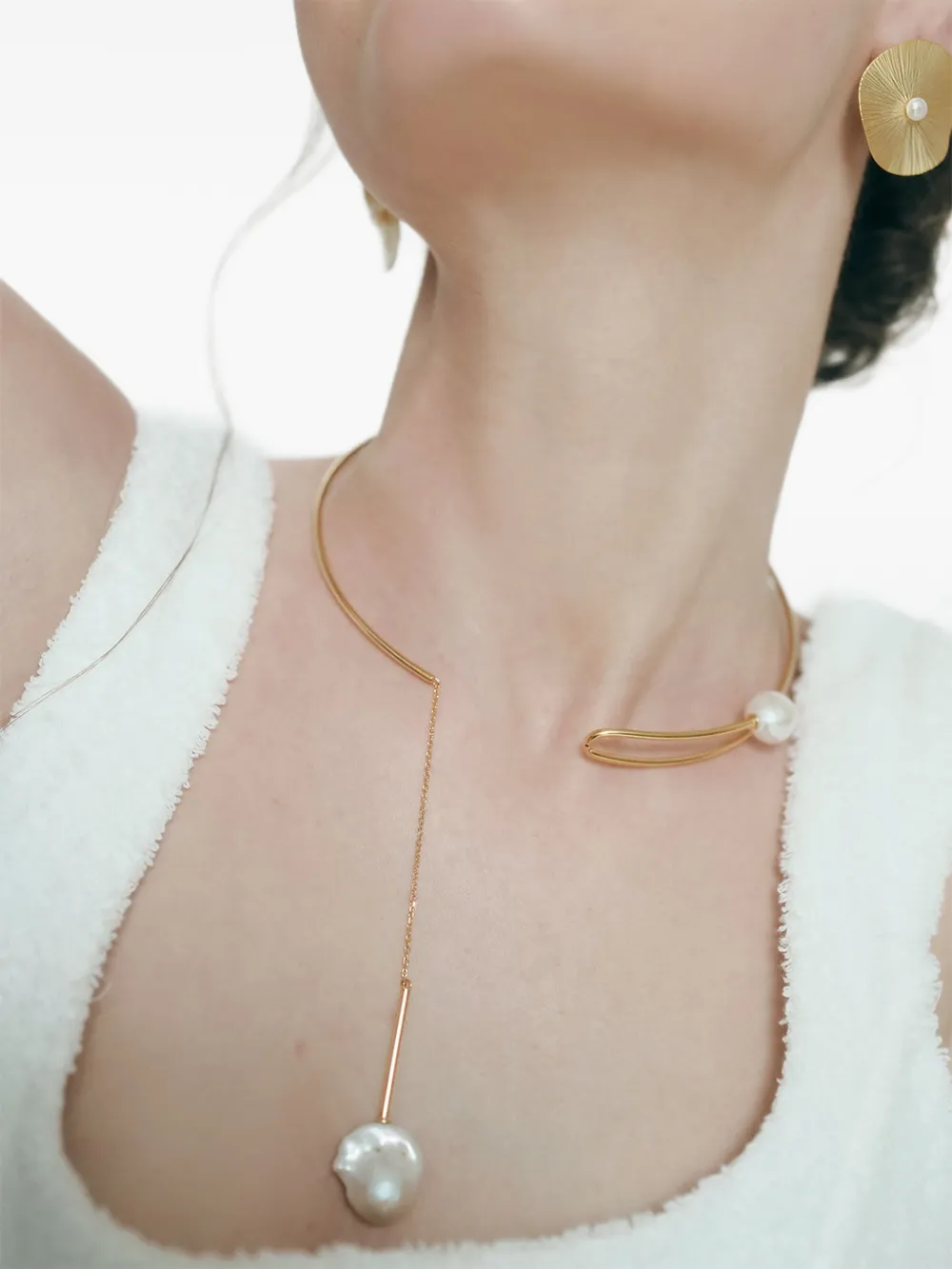 OBSIDIAN Halsketting met parel hanger - Goud