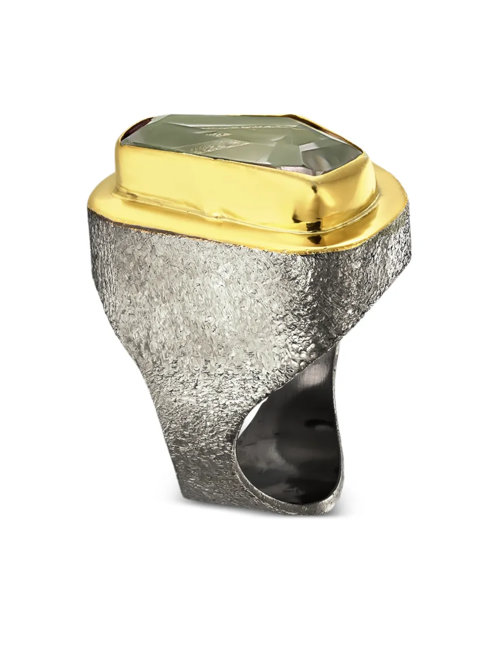 Obsidian Aristocracy Morals Handmade Ring - Gold 