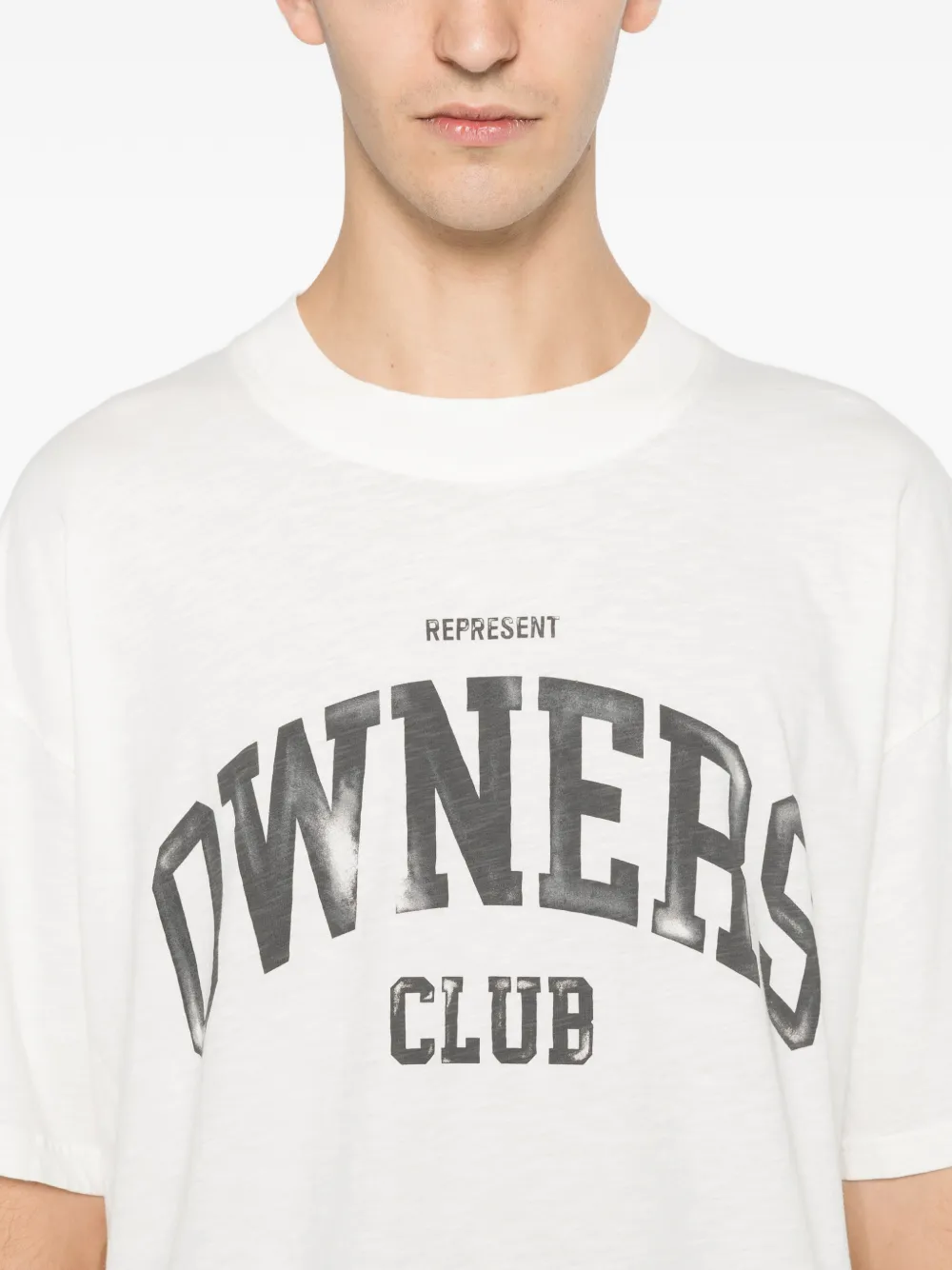 Represent Mens Flat White Big Owners Club Crewneck Cotton T-shirt Xxl In White
