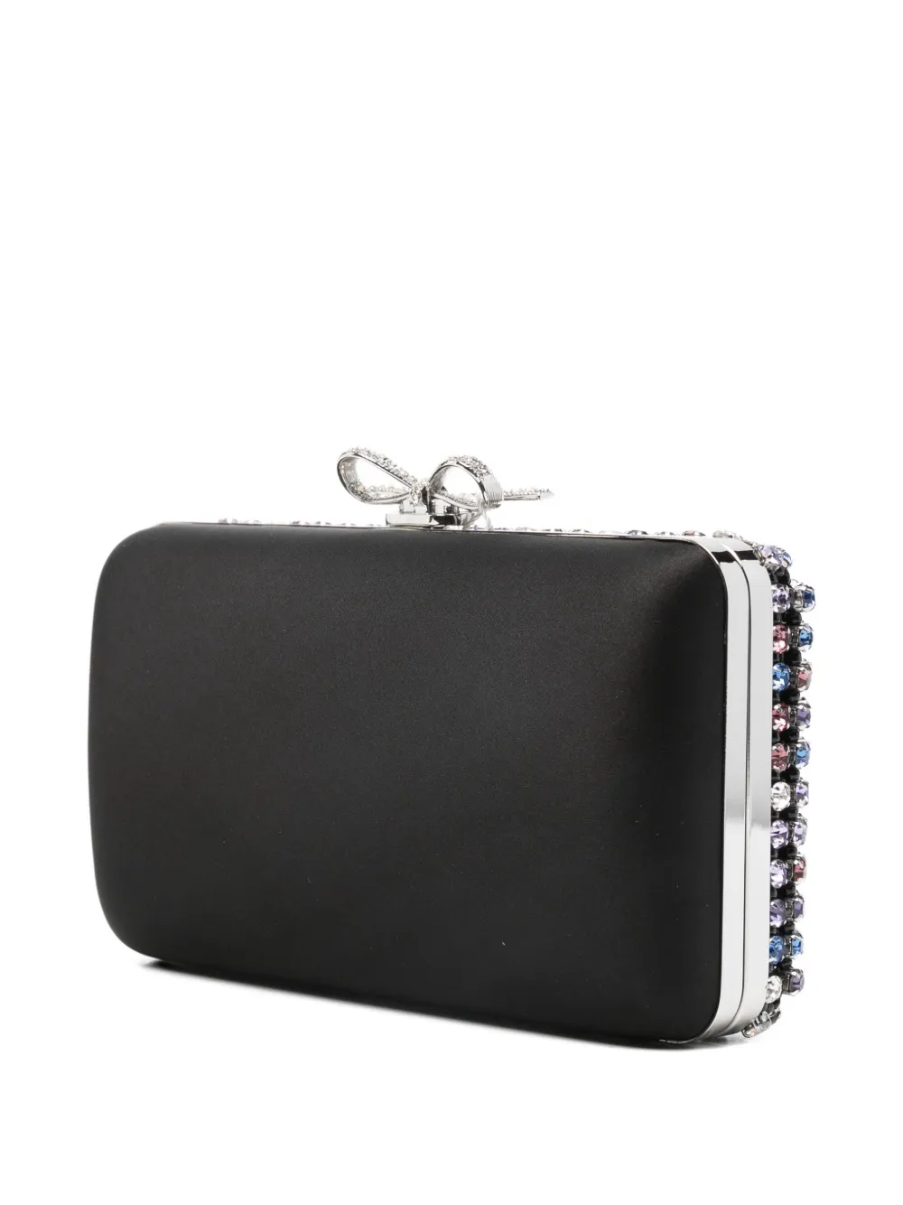 Self-portrait Chainmail Crystal-embellished Mini Clutch Bag In Black