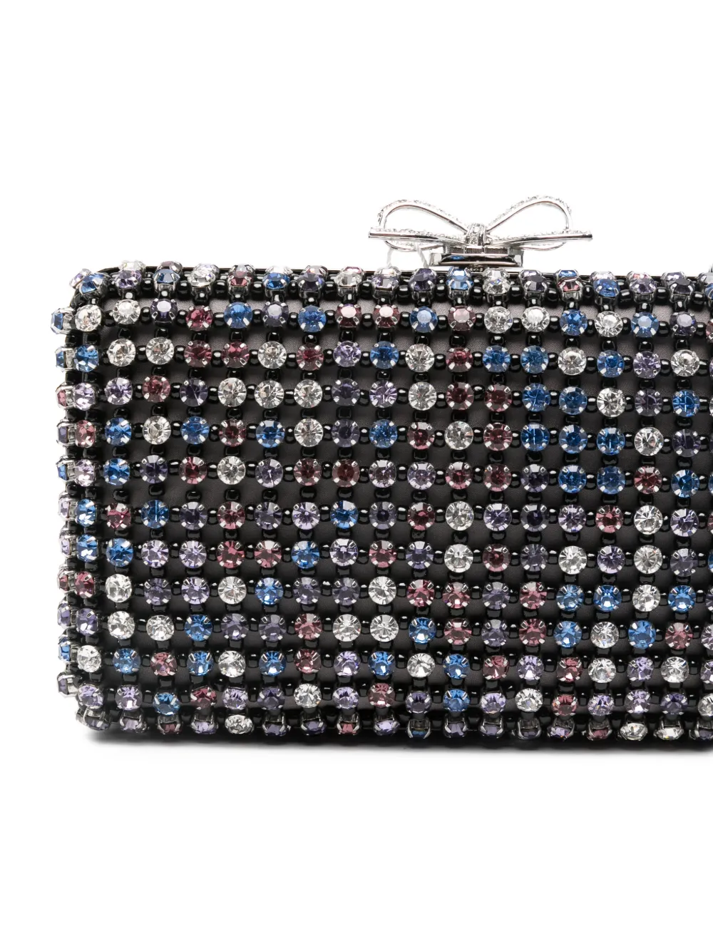 Self-portrait Chainmail Crystal-embellished Mini Clutch Bag In Black