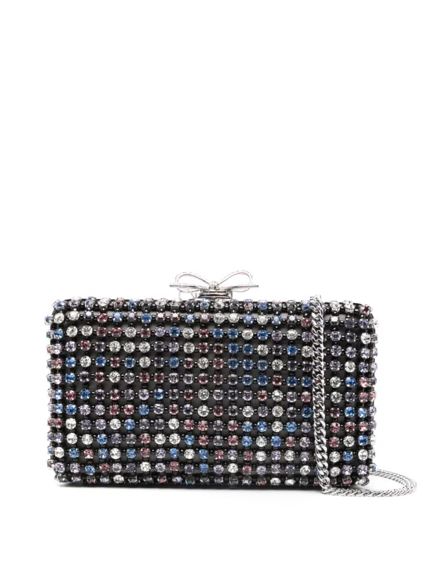 Self-Portrait Chainmail Crystal-embellished Mini Clutch Bag in Black