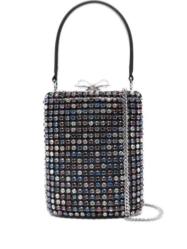 Self-Portrait Crystal-embellished Mini Tote Bag in Black