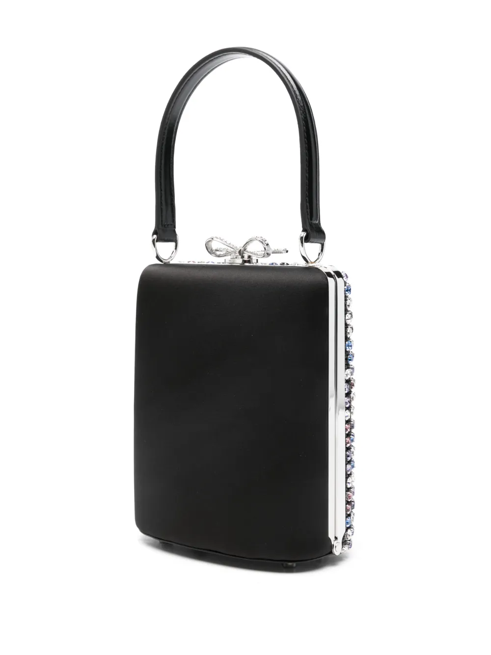 Self-portrait Crystal-embellished Mini Tote Bag In Black