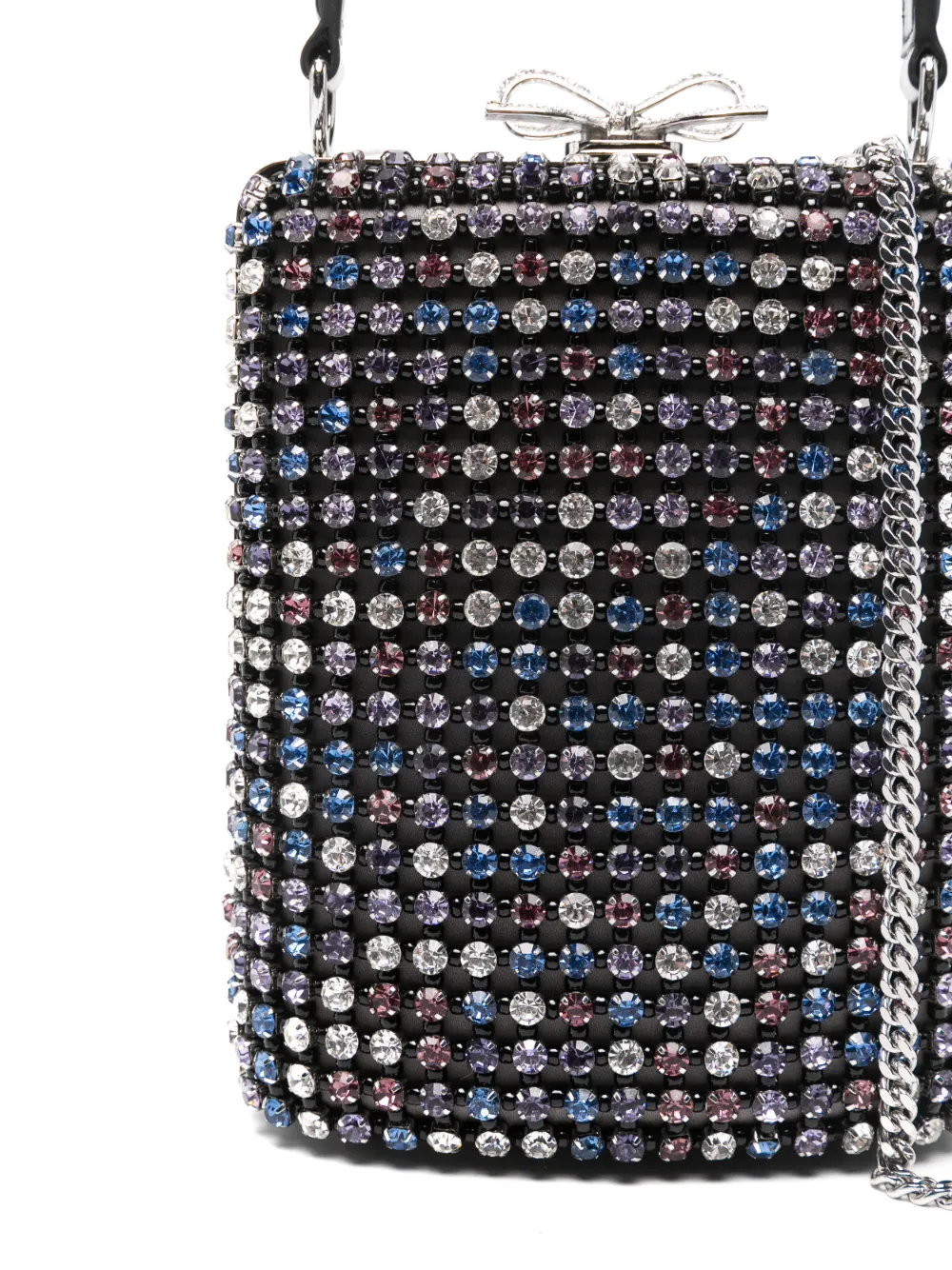 Self-portrait Crystal-embellished Mini Tote Bag In Black