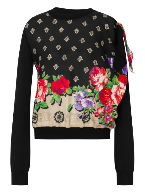 Moschino floral-pattern bow-detail sweater