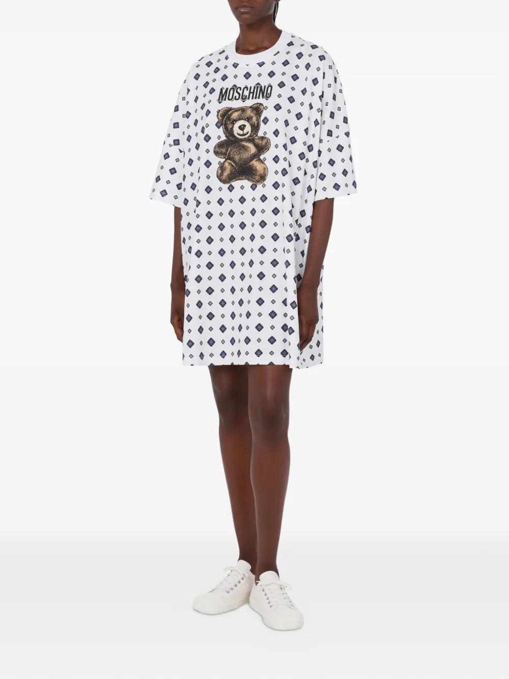 Moschino teddy-print mini dress - Wit