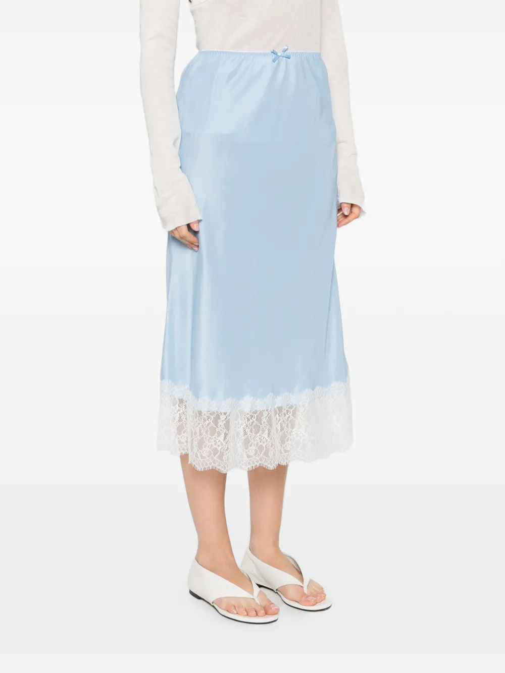  Moschino Lace-trim Midi Skirt - Blue 