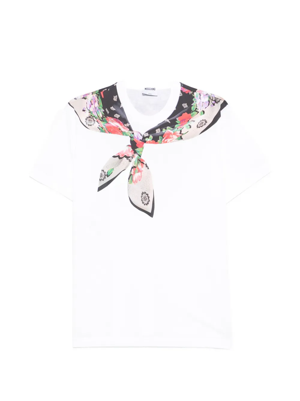 Moschino floral-scarf T-shirt - Weiß