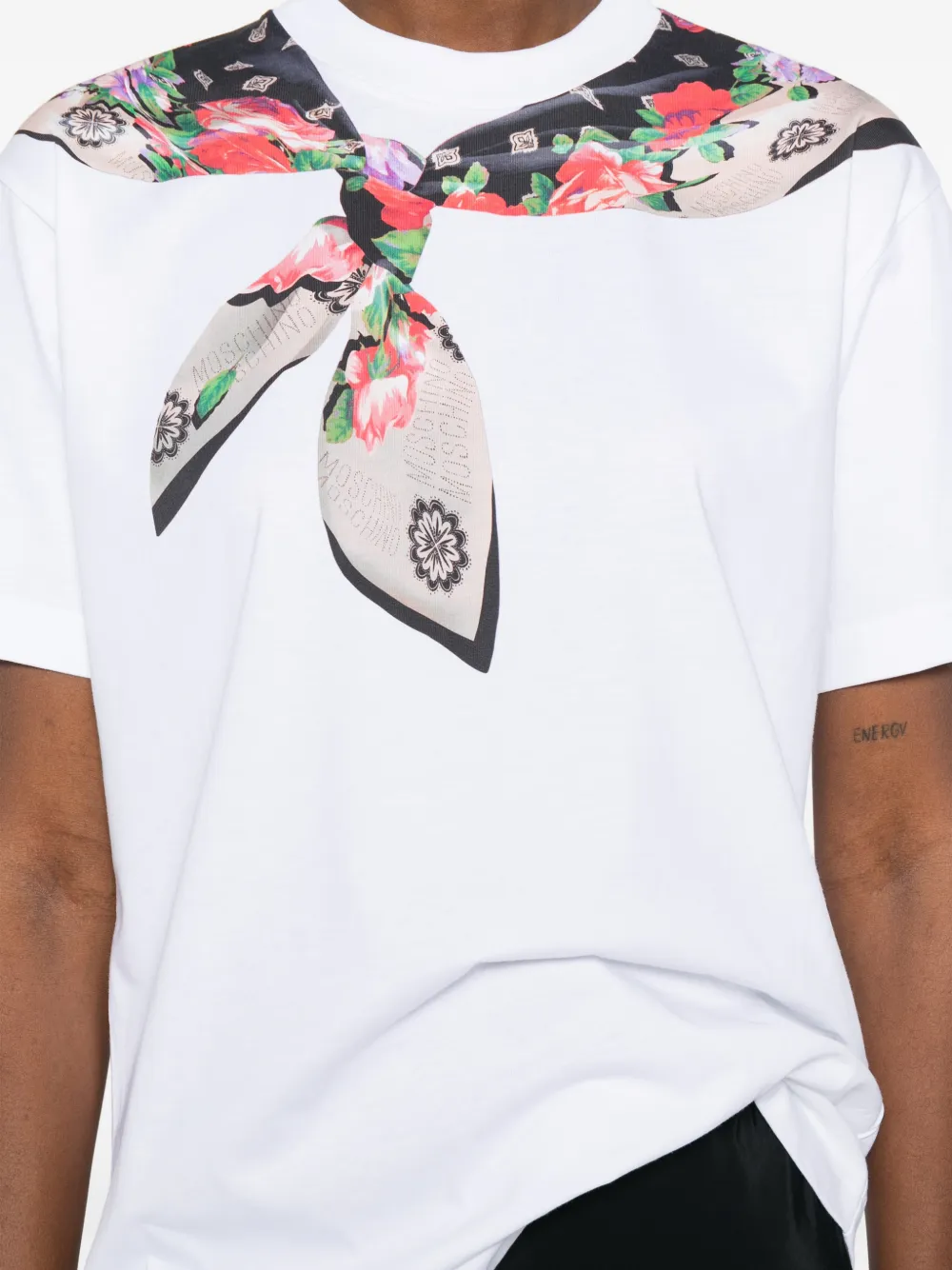 Moschino T-shirt met bloemensjaal Wit