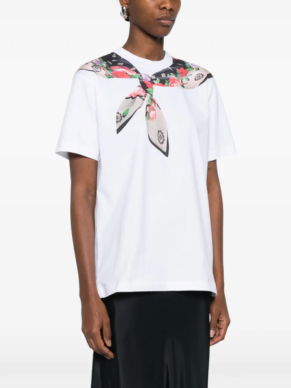 Moschino T-shirt met bloemensjaal Wit