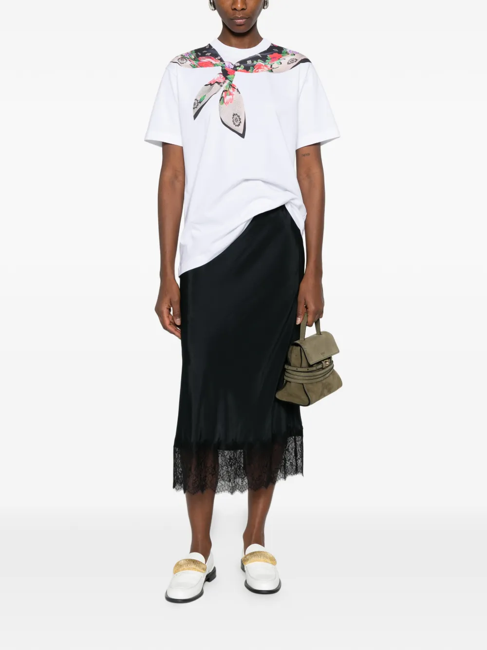 Moschino T-shirt met bloemensjaal Wit
