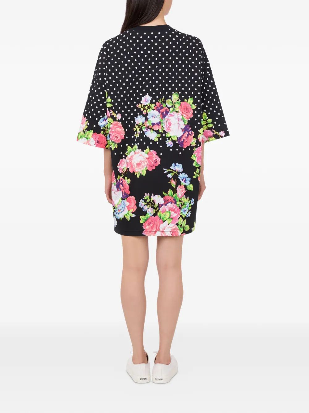 Moschino Jurk met stippen en kwartmouwen Zwart