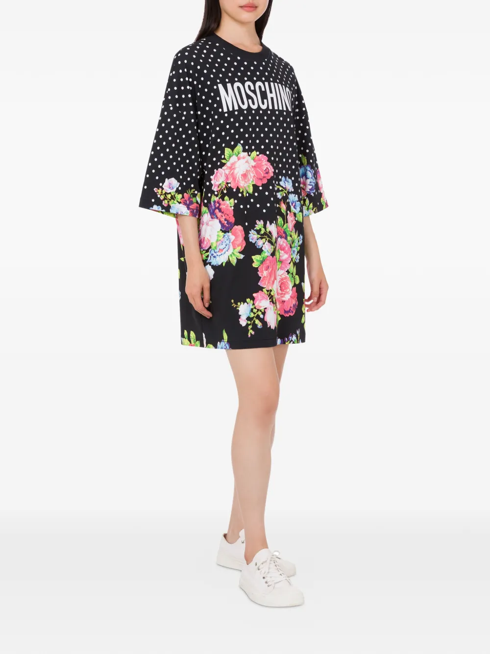 Moschino polka-dot quarter-sleeve dress - Zwart