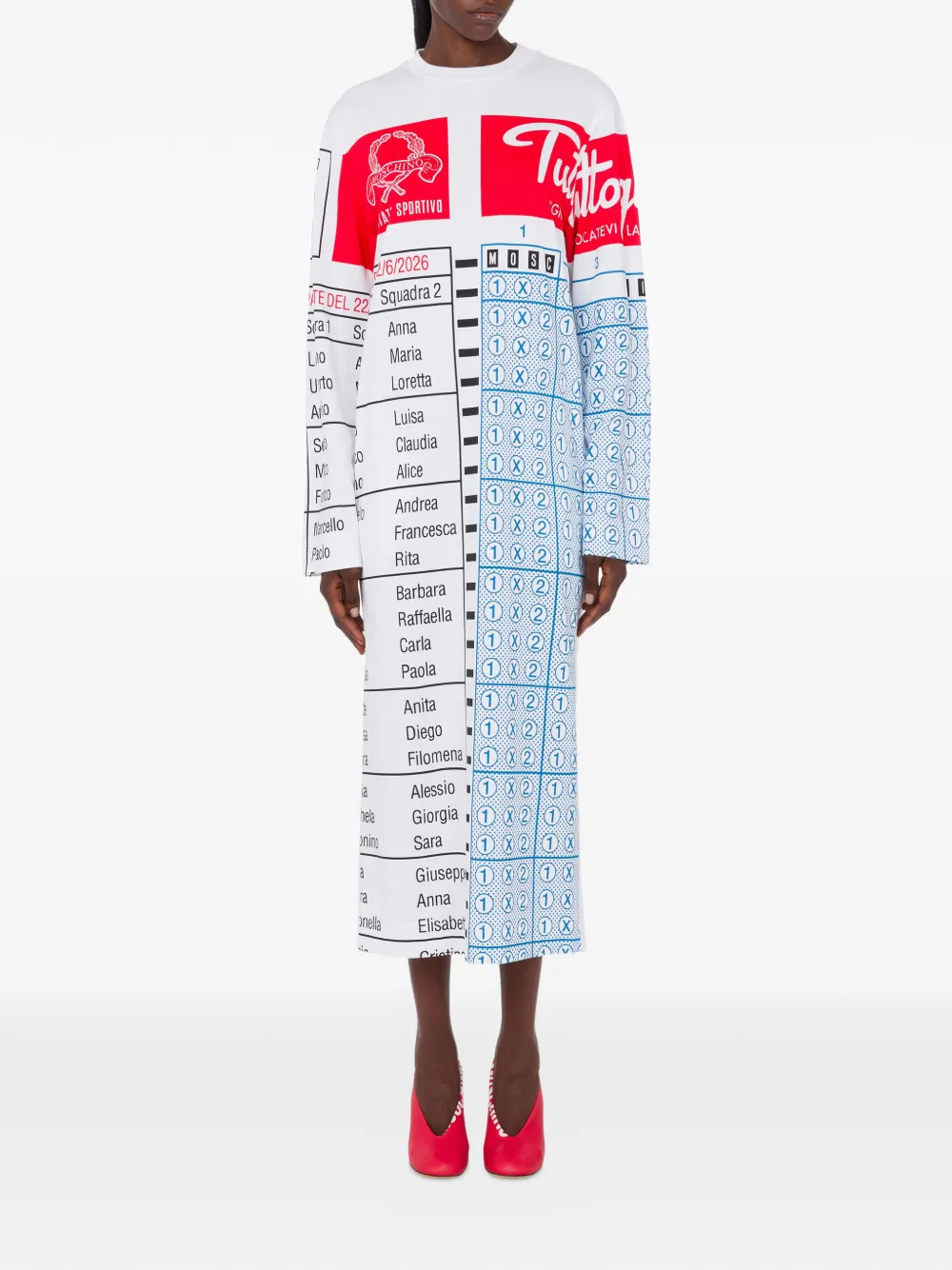 Moschino printed midi dress - Wit