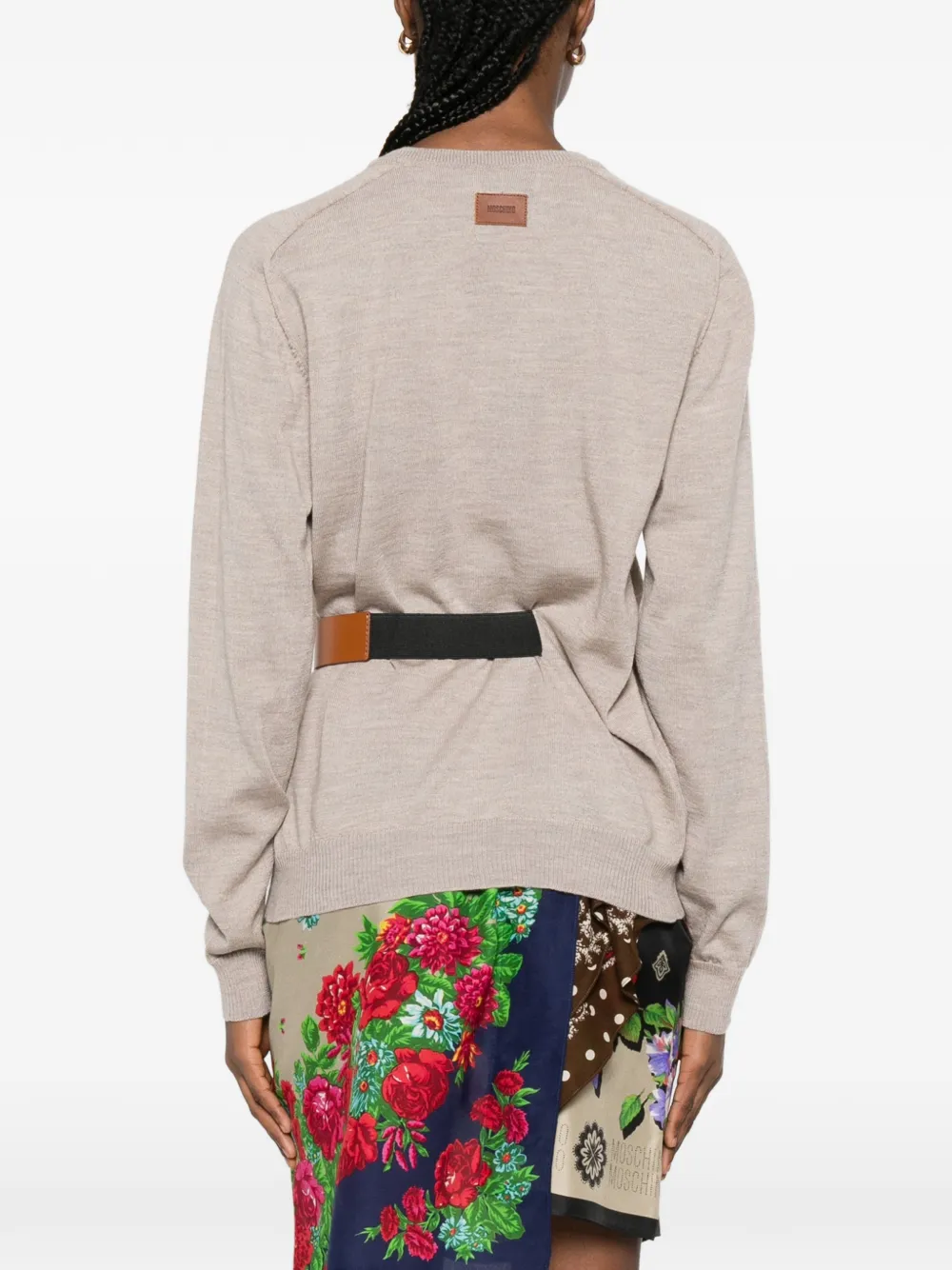 Moschino Sweater met ronde hals en ceintuur Beige