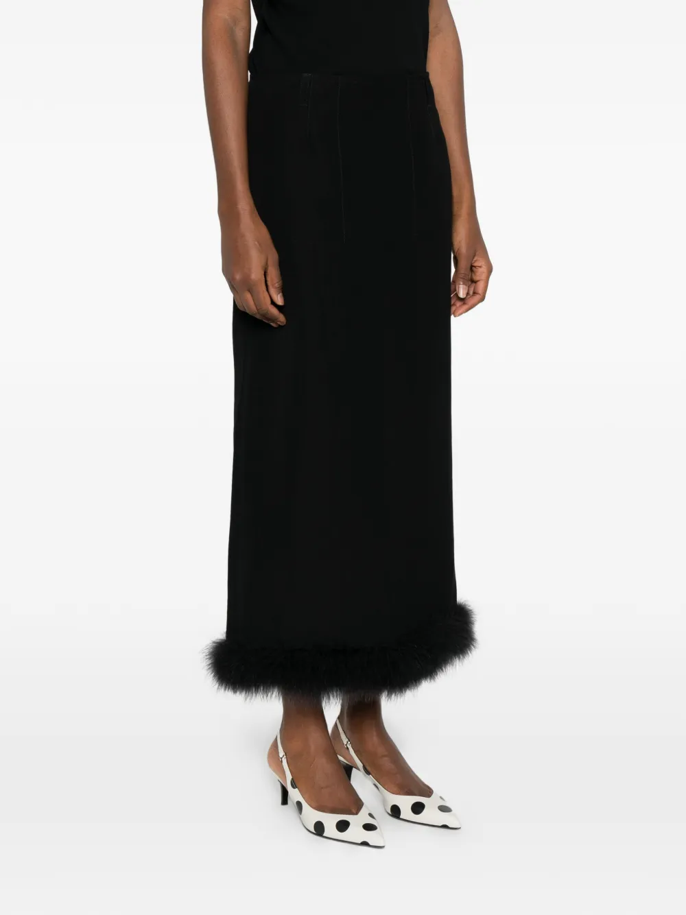  Moschino Feather-trim Maxi Skirt - Black 