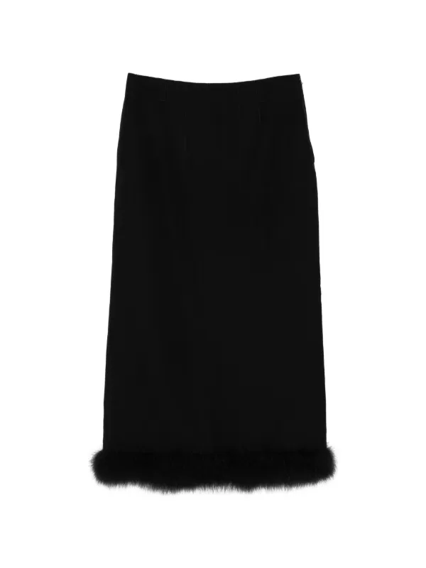 Moschino Feather-trim Maxi Skirt in Black