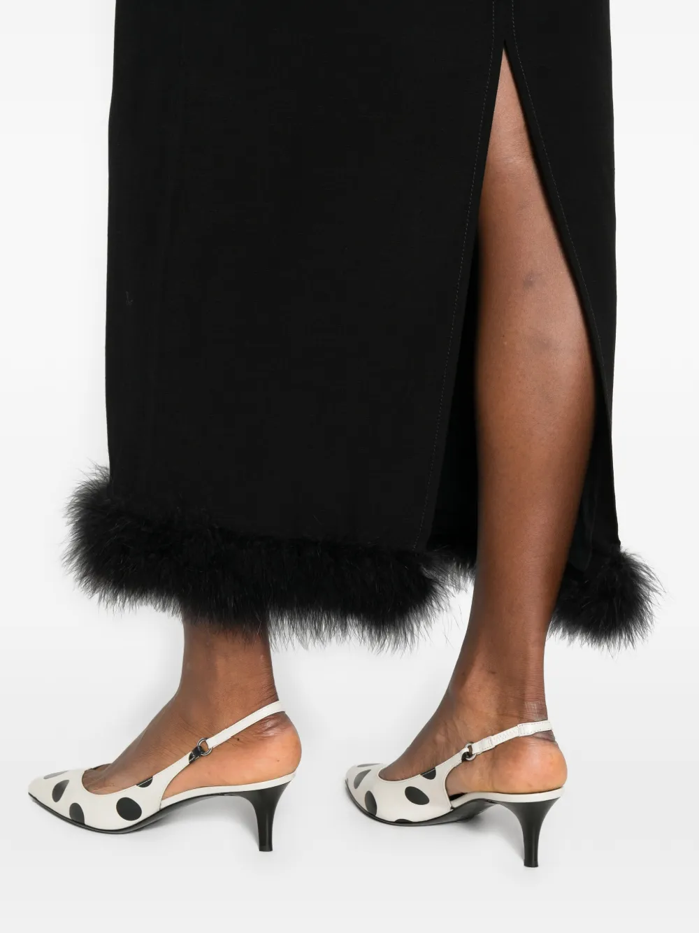Moschino Maxi-plooirok met veren afwerking Zwart