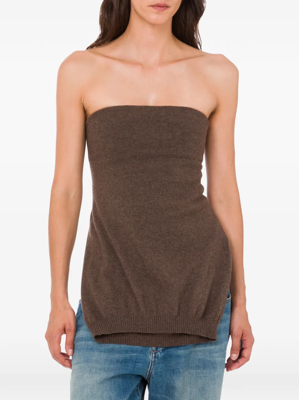 Moschino Gebreide bandeau tanktop Bruin