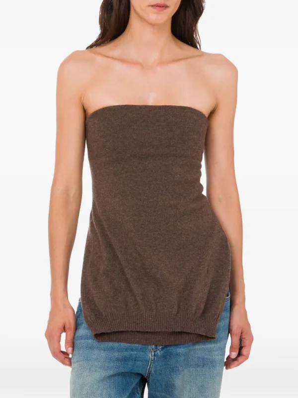 Moschino Knitted Bandeau Tank Top | Brown | FARFETCH ZA