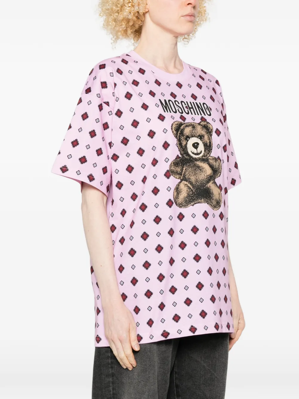 Moschino Teddy Bear T-shirt van biologisch katoenen jersey Roze