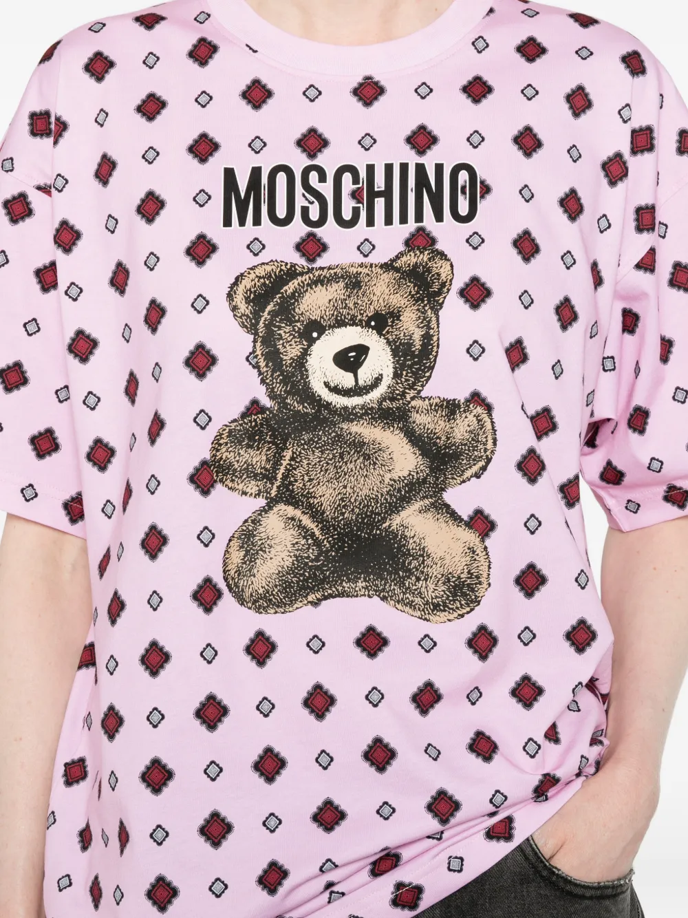 Moschino Teddy Bear T-shirt van biologisch katoenen jersey Roze