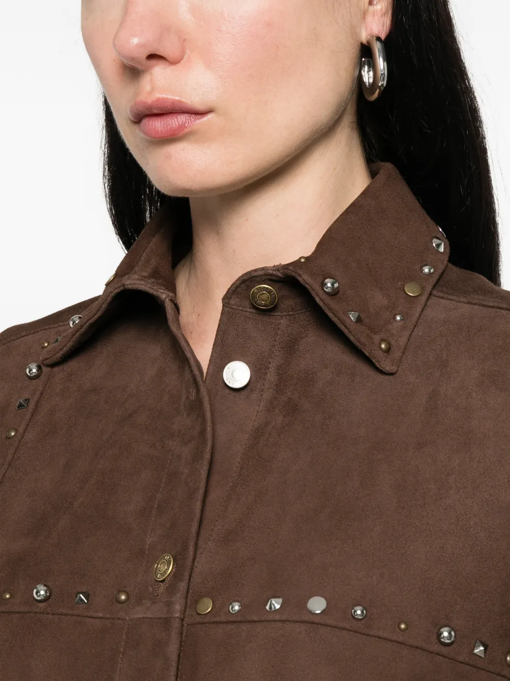 Moschino Suède blouse verfraaid met studs Bruin