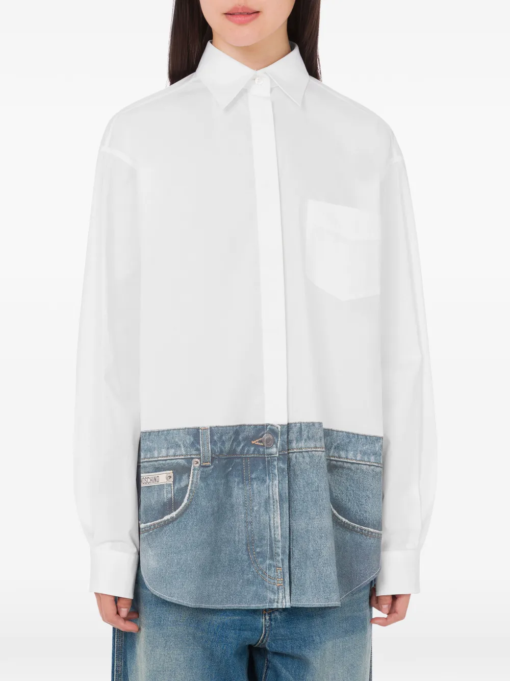  Moschino Layered-design Long-sleeve Shirt - White 