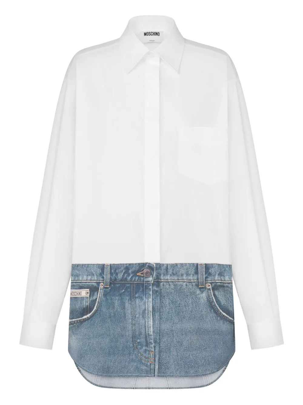 Moschino layered-design long-sleeve shirt - Bianco