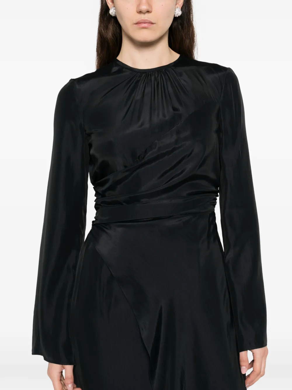 Moschino Maxi-jurk met asymmetrische afwerking en kant Zwart