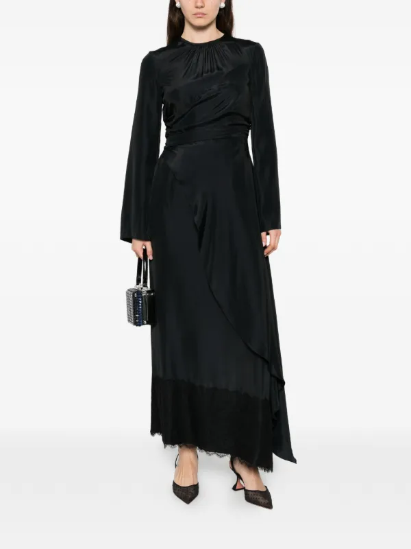 Moschino lace-detail asymmetric-hem Maxi Dress | Black | FARFETCH